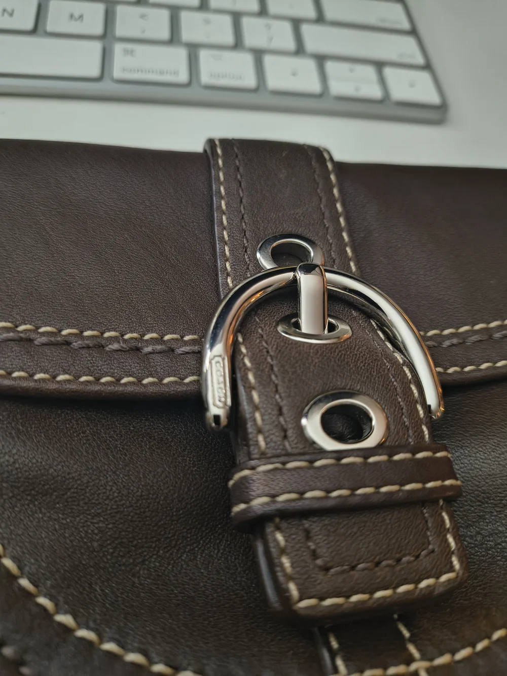 Coach Dark Brown Leather Soho Wristlet Clutch EUC